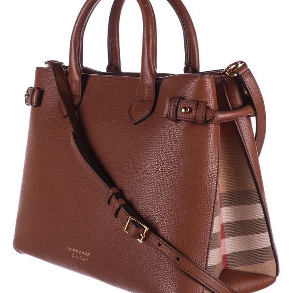 Burberry Tan Medium Banner Leather Tote Bag - Picture 2 of 8